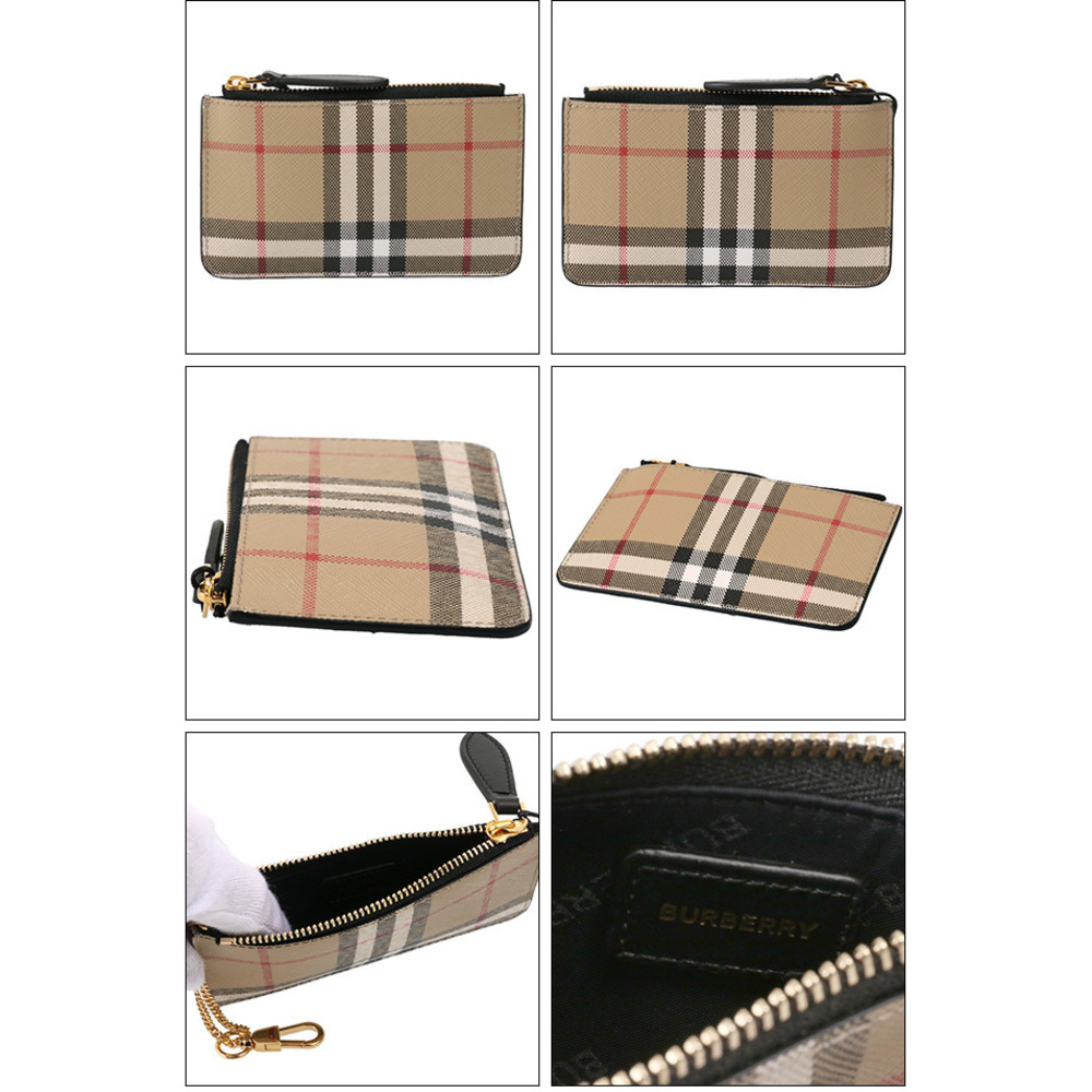 Burberry with Case KELBROOK Case Check Black Pouch Strap Tan - Picture 3 of 4